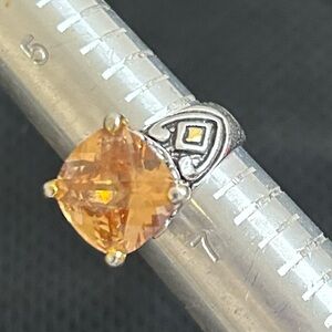 Elegant Silver and Orange Gemstone Ring Vintage Park Lane Sz 6